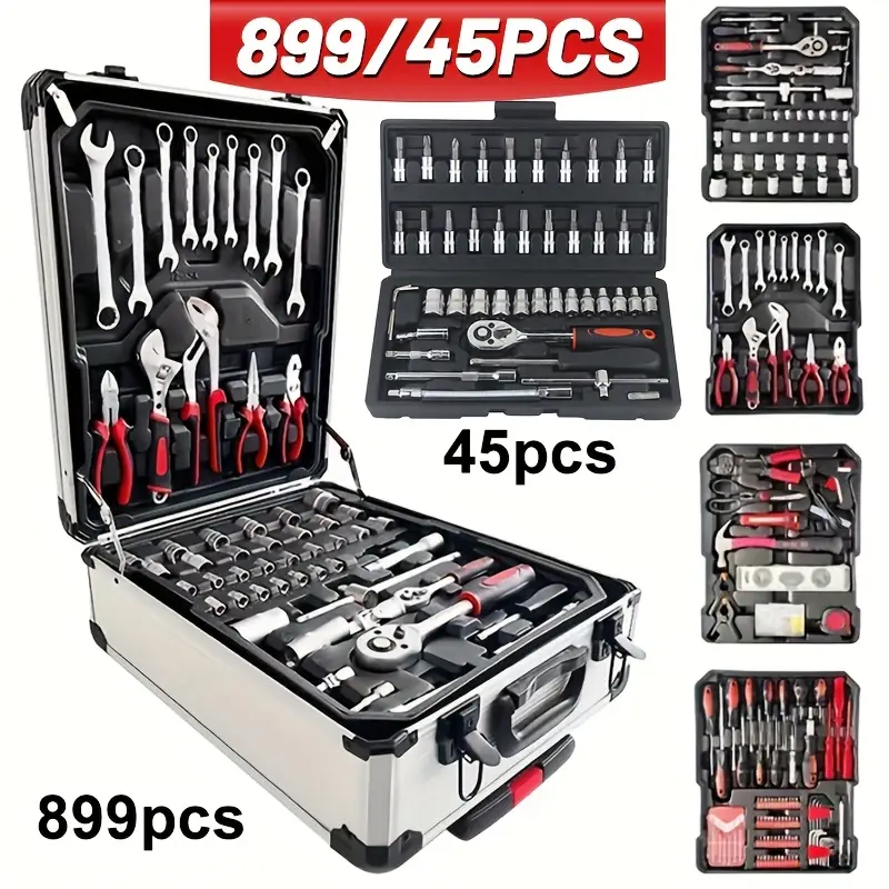 899/45pcs Professional Tool Set, Multi-functional Toolbox, Portable Design, For Home And Car Repair, A Tool Set For DIY Enthusiasts And Professionals, A Gift For Friends, Local Shipping