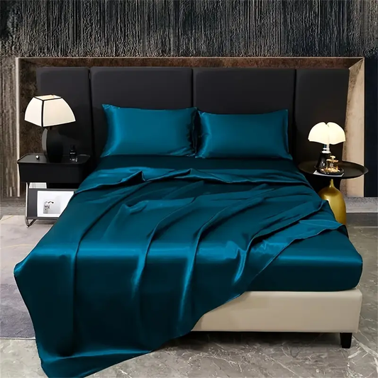 Luxurious 4pcs Light Luxury Silky Colorful Dot Four-piece Set With 1 Fitted Sheet, 1 Sheet, 2 Pillowcases, Suitable For Home Bedrooms, Guest Rooms And Hotels. It Is Of High Quality, Comfortable And Durable.