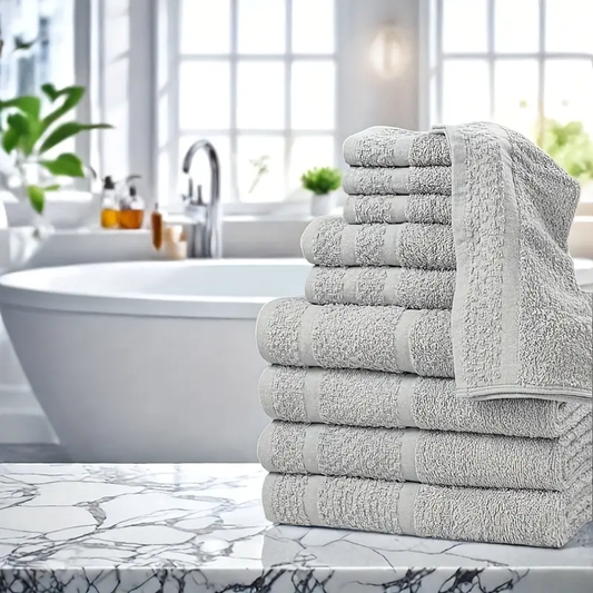 10pcs Bath Towel Set, 4pcs Bath Towels&2pcs Hand Towels&4pcs Washcloths, Solid Color, Cotton Towels, Absorbent, Quick-drying, Soft And Comfortable, Bathroom Supplies, Towels for Bathroom, Shower And Hotel