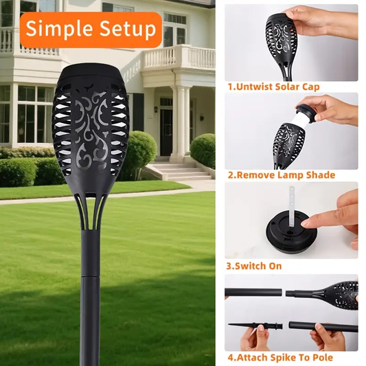 8pcs Solar Torch Lights Set with Dancing Flame Effect, Automatic On/Off Solar Powered - Suitable for Garden, Patio, Lawn, Yard