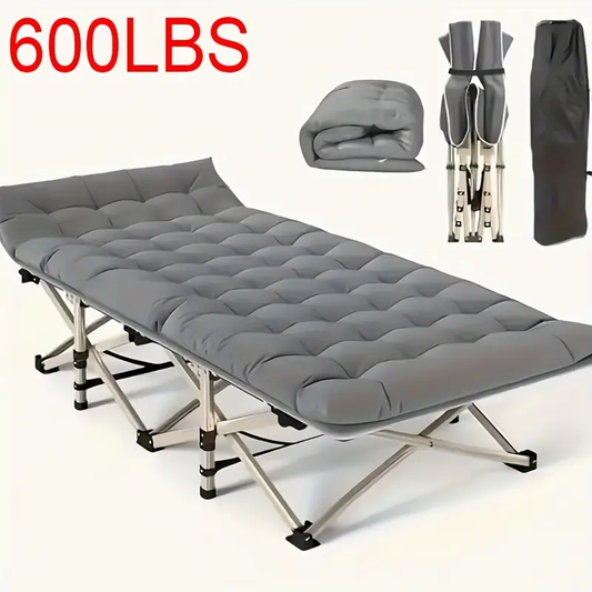 75-inch Outdoor Folding Bed, Camping Bed with Flip Mattress, Portable Foldable Guest Bed with 600 lbs Capacity, Heavy-Duty Bed with Carry Bag for Teens, Adults, Travel, Garden, Balcony, Available in Grey and Light Blue