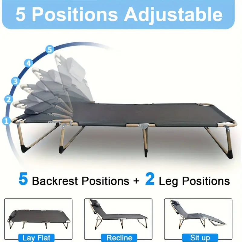 600/500/450 Lbs 75" Heavy-Duty Folding Bed - 1200D Oxford Travel Cot with 3-Second Setup, Portable Camping Bed for Adults, Easy Storage for Camping, Hiking, Road Trips, Hiking Essentials, Compact Design, Sturdy Frame, Adventure Seekers. Outdoor Only