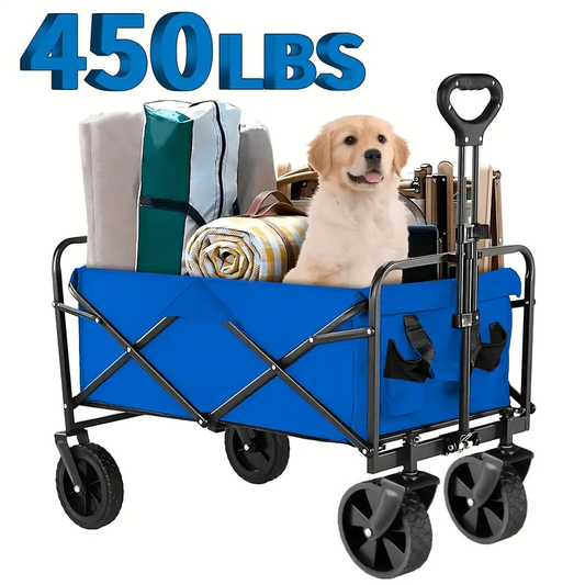 INBRAVE 450/330/220LBS Capacity Heavy-Duty All-Terrain Folding Cart - iron Frame and 800D Oxford Fabric, Foldable Multi-Purpose Wagon for Camping, Gardening, Beach, Shopping,Track and Field Equipment Transport Vehicle